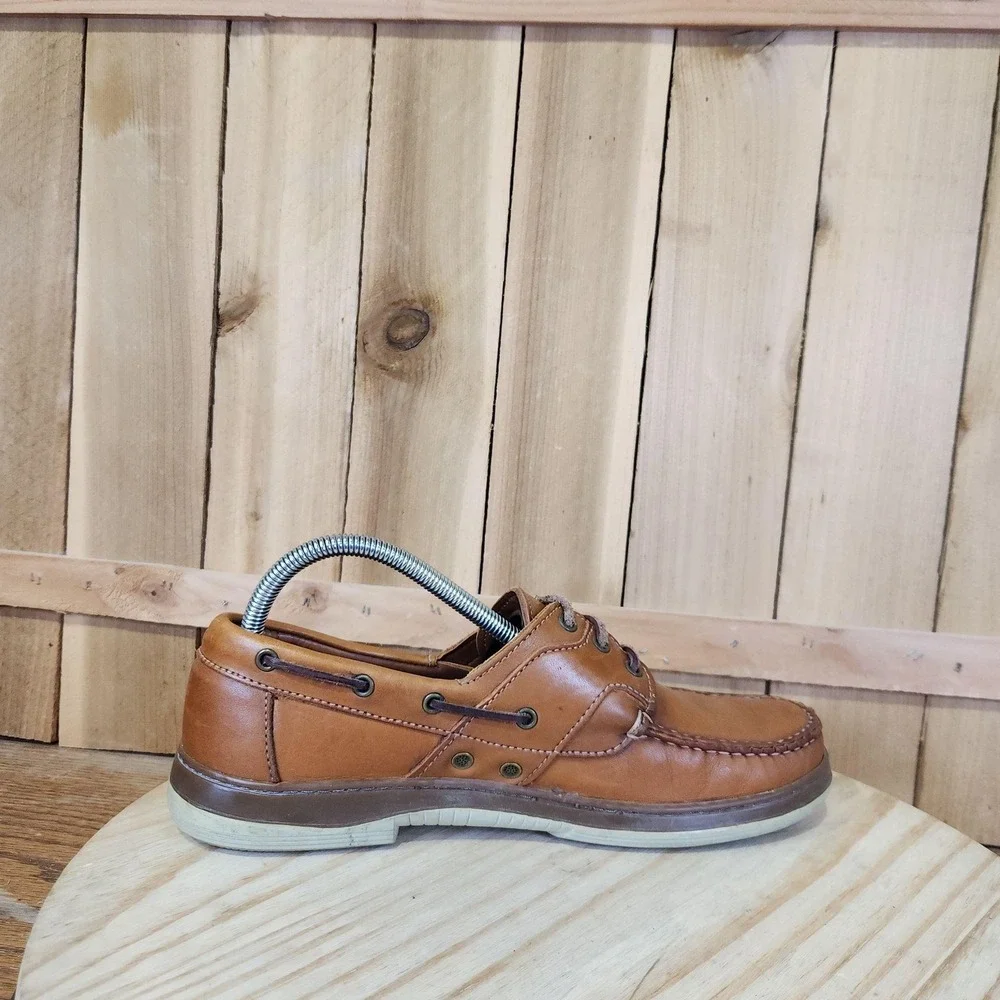 Allen Edmonds Eastport 3 Eye Shoes Mens 9 Brown Leather Boat Deck Moc Toe Casual